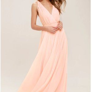LuLus Dance the Night Away Blush Backless Maxi Dress